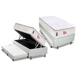 Cama Box Baú C-auxiliar Solteiro: Colchão Molas Castor Pocket Gold Star Vitagel Slx + Base Crc Courano Branco(88x188)