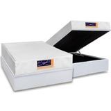 Cama Box Baú Casal Colchão Espuma D33 Castor Vitagel Hr Visco Gel Convencional + Base Crc Courano White(138x188)