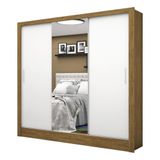 Guarda Roupa Roupeiro Santiago Plus 3 Portas De Correr Com Espelho Central 3 Gavetas Carioca Cinamomo Branco
