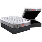 Cama Box Baú Casal: Colchão Molas Pocket Ensacadas Castor Light Stress Oxygen New Plush + Base Crc Suede Gray (138x188)