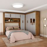 Guarda Roupa Casal Modulado 5 Portas Hercules 4 Portas E 4 Gavetas Com Espelho Cinamomo/off White