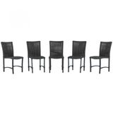 5 Cadeiras De Jantar Cannes De Alumínio Pintura Preta Trama Preto