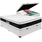 Cama Box Baú E Colchão Black &amp; White Air Double Face Espuma D33 Casal Castor Casal Branco