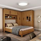 Guarda Roupa Casal Modulado 5p Portas Com Cama Hercules 4 Portas 4 Gavetas Cinamomo