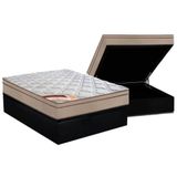 Cama Box Baú Casal: Colchão Molas Pocket Ensacadas Castor Revolution Híbrido + Base Crc Suede Black (138x188)