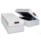 Conjunto Box Baú Solteiro Colchão Espuma Castor Vitagel Visco Gel + Base Crc Courano White(88x188)