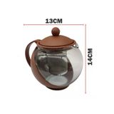 Chaleira Com Infusor De Chá 750ml Em Vidro E Aço Bule Marrom