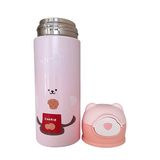 Garrafa Infantil Térmica 420ml Ursinho Rosa Escola Passeio
