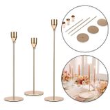 Conjunto Castiçal De Ferro Com Acabamento Champagne 3 Pç