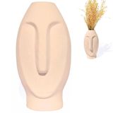 Vaso Decorativo Solitário Moai 18cm Artesanal Palha