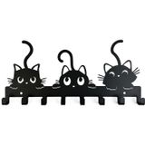 Porta Chaves Gatinhos Em Metal 30x15cm Preto
