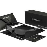 Óculos De Sol Polarizados Para Homens E Mulheres Estilo Retangulares Design Piloto Uv400 Preto