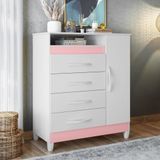 Gaveteiro Lee Branco Rosa Titanium Azul Com Porta