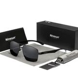 Óculos De Sol Masculino Design Quadrados Estilo Classico Piloto Com Protecao Uv400 Preto