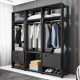 Roupeiro Madri Preto Com Porta E Gaveta