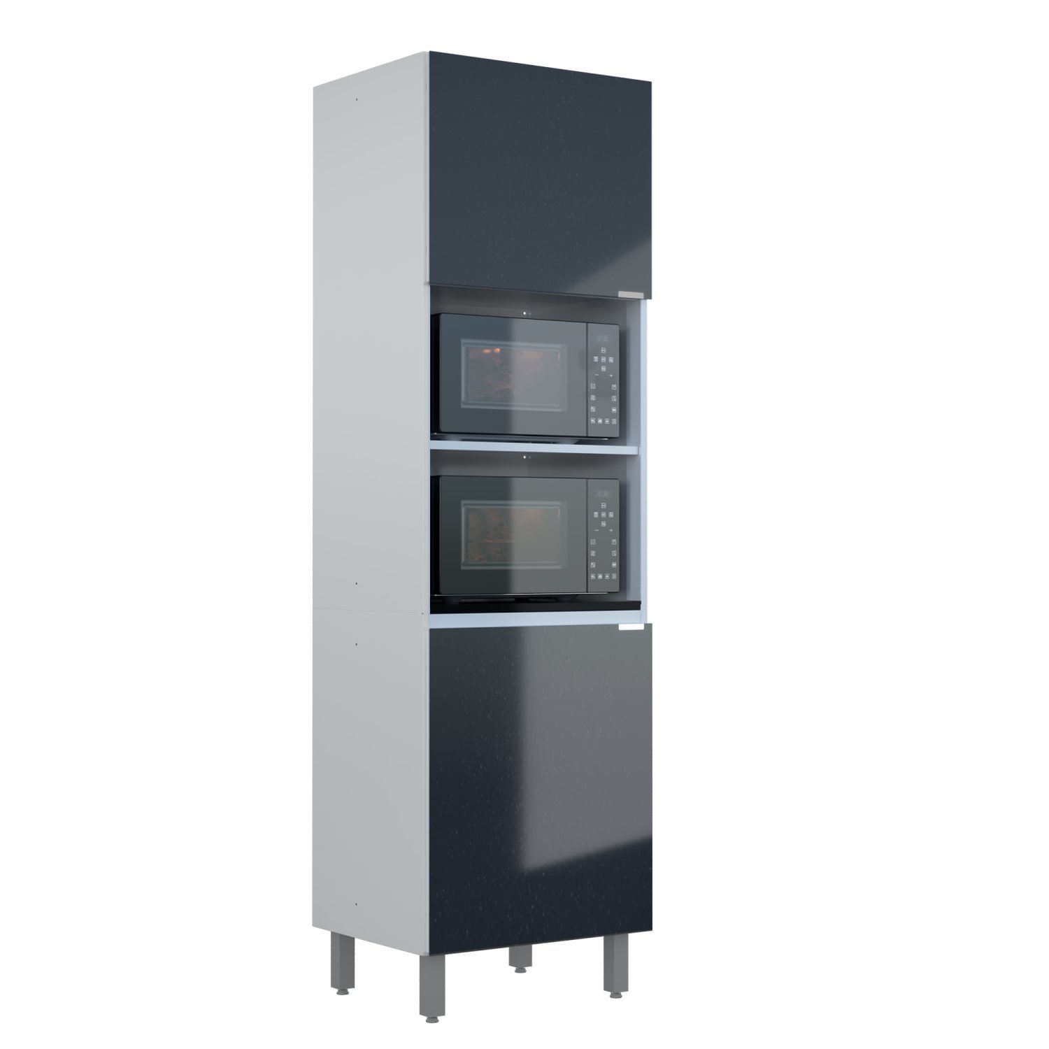Torre Quente 2 Portas 2 Nichos Para Forno Quadria Metalli Grafite Londrino Metalizado