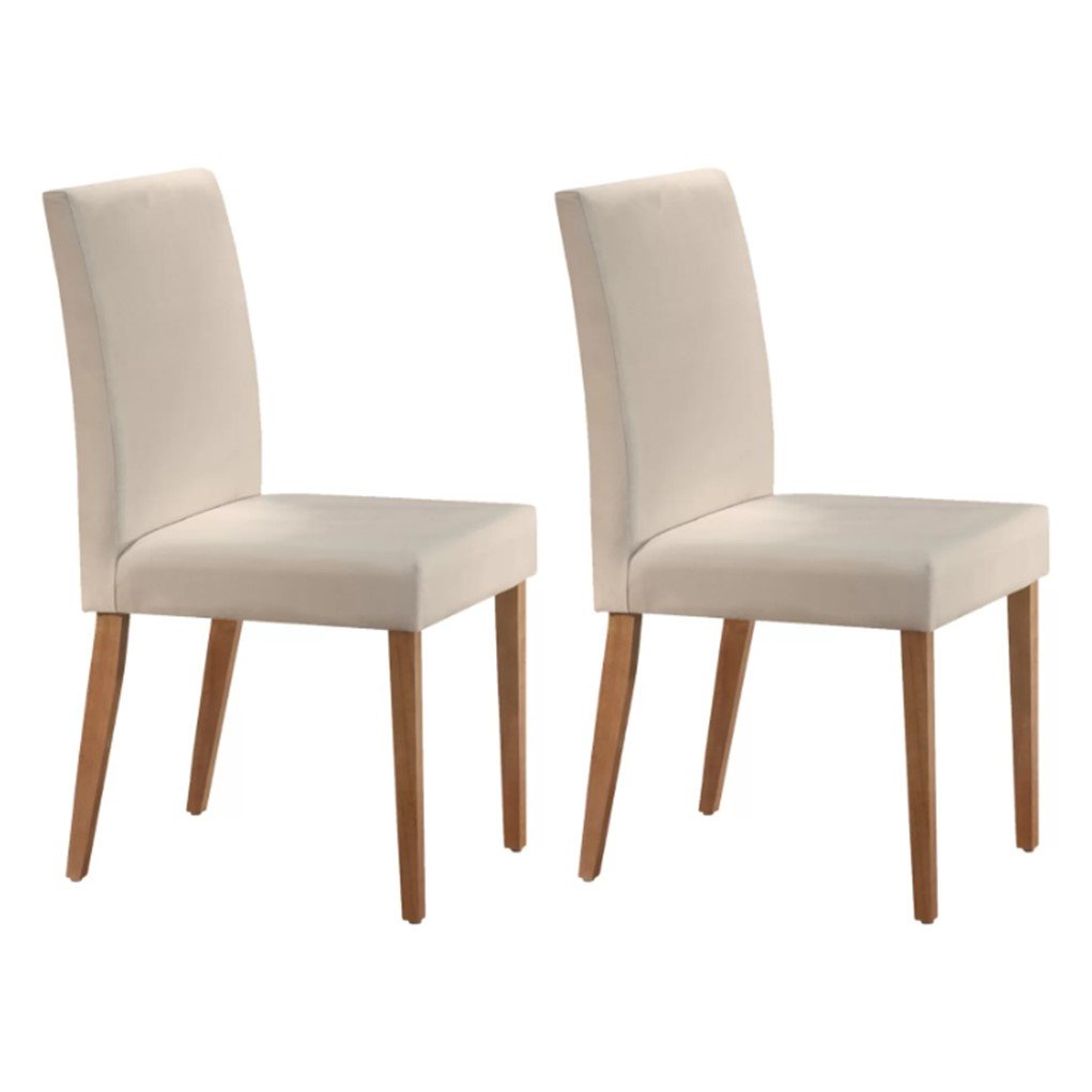Conjunto 2 Cadeiras Madeira Maciça Vitoria Mobilare Imbuia Natural/branco