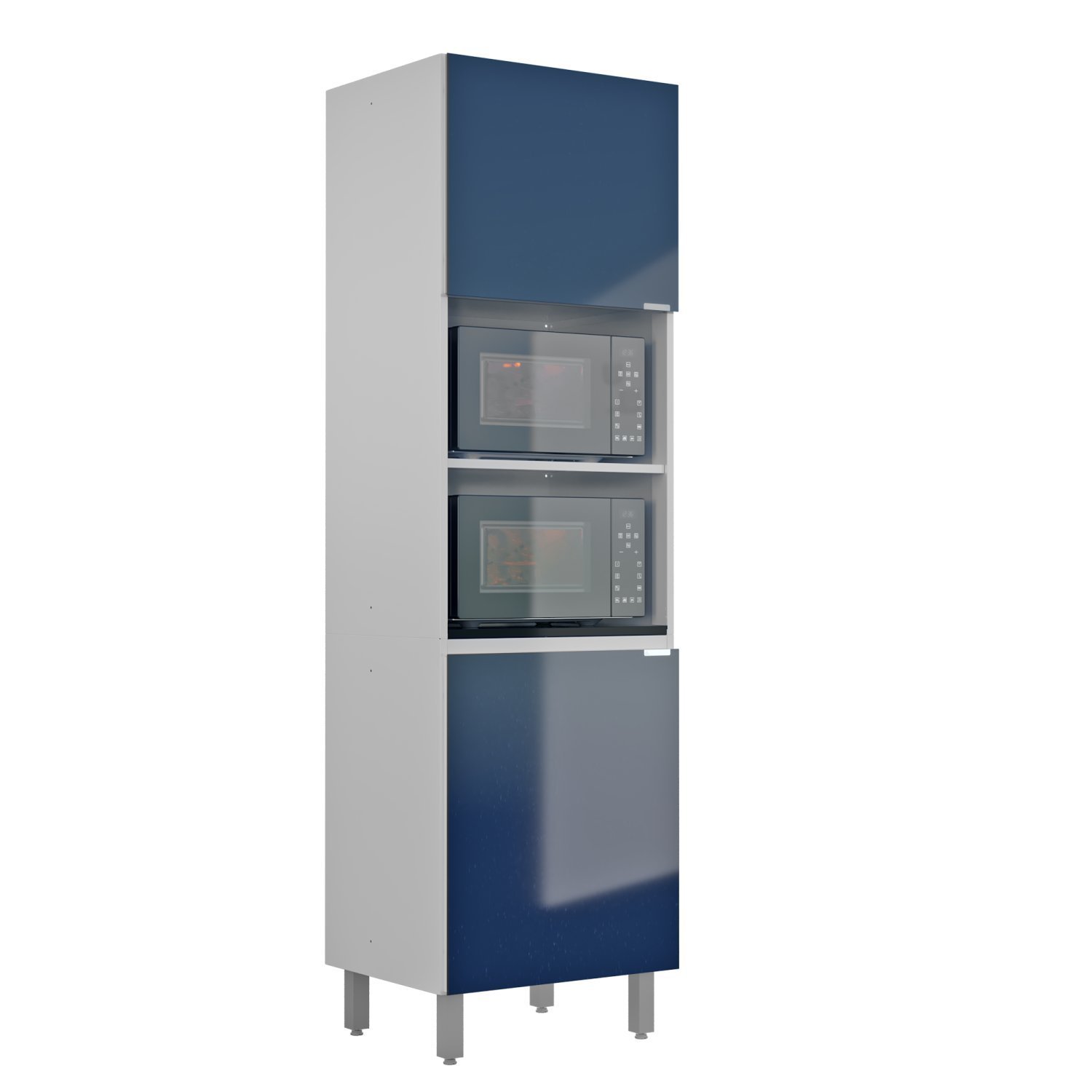 Torre Quente 2 Portas 2 Nichos Para Forno Quadria Metalli Azul Noturno Saara Metalizado