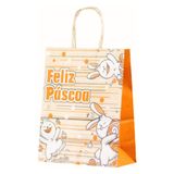 Kit 10 Sacola Kraft Ovos De Páscoa Bunny 17,5x8,5x21,5cm