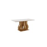 Mesa De Jantar Tampo Vidro/mdf 160x80cm Nuance Yescasa Castanho Cinamomo/off White