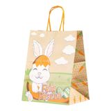 Kit 10 Sacolas Kraft Para Ovos De Páscoa Cenoura 20x15x25cm