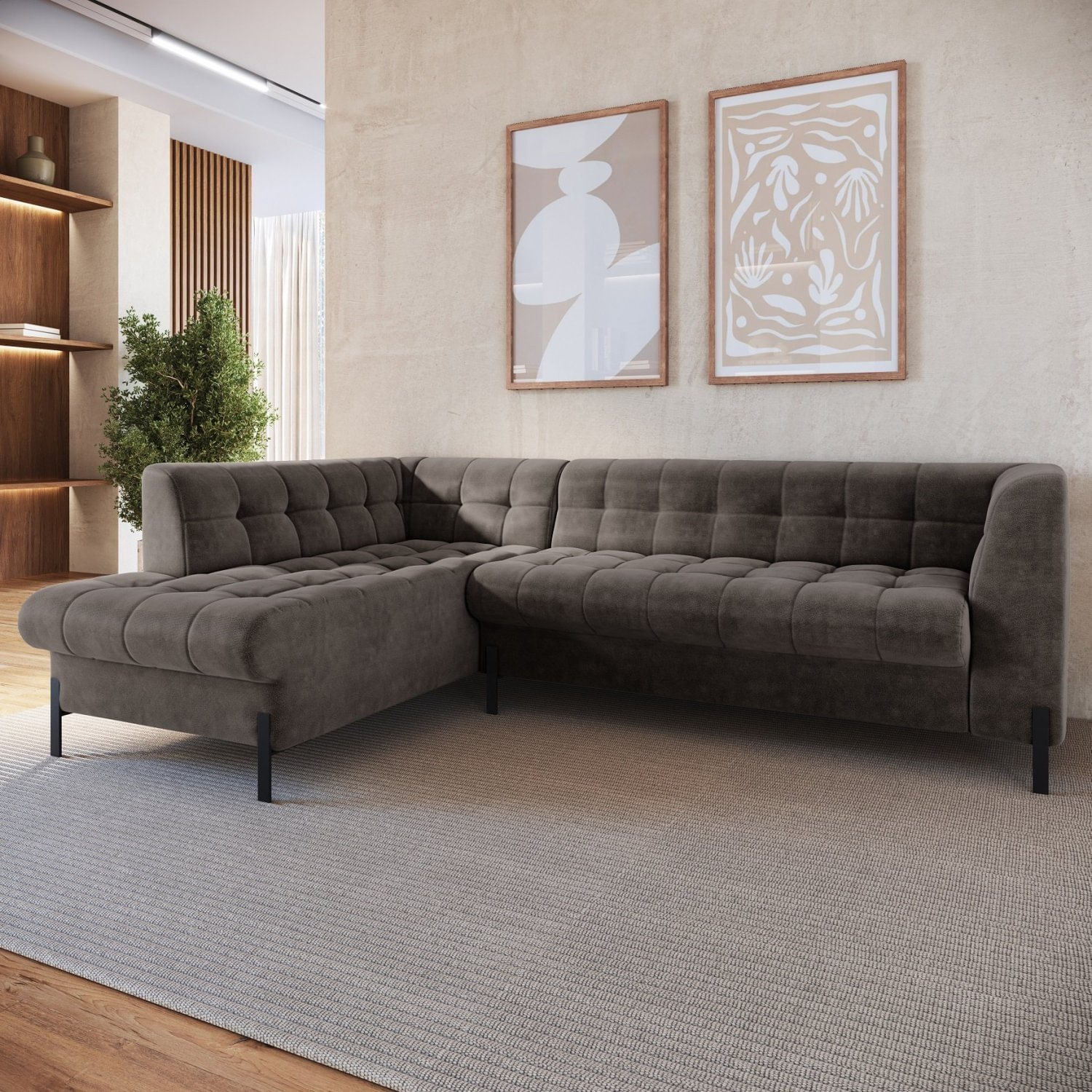 Sofá 3 Lugares Com Chaise Terminal Cod. 2889 Zênite Yescasa Marrom