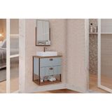 Conjunto De Banheiro Balcão Suspenso C-cuba 65cm E Espelheira Uni Pistache-freijo - Mgm