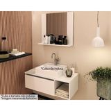 Conjunto De Banheiro Balcão Suspenso Bn3601 S- Cuba 80cm E Armário C- Espelho Bn3610 Branco - Tecno Mobili