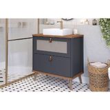 Gabinete De Banheiro Balcão Vêneto 1 Porta E 1 Gaveta C-cuba 80cm Titanio-freijo - Mgm