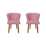 Kit 2 Cadeiras De Jantar Flor Em Veludo Reforçada - Balaqui Decor Cor:rosa Rosa