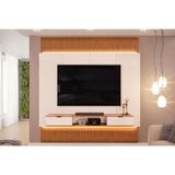 Home P- Tv Até 85 Polegadas Hit 2290 100% Mdf Extensível C- Led De 240 A 290cm Freijó-off White - Dj Móveis