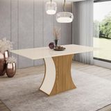 Mesa De Jantar 6 Lugares Tampo Em Mdf - Luiza - Nature - Off White