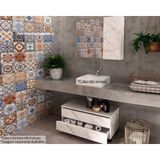Conjunto De Banheiro Balcão C- Rodizios Bn3603 S- Cuba 80cm E Armário C- Espelho Bn3602 Mármore Branco - Tecno Mobili