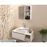 Conjunto De Banheiro Balcão Suspenso Bn3601 S- Cuba 80cm E Armário C- Espelho Bn3609 Branco - Tecno Mobili