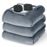 Cobertor Elétrico Bedsure Queen Size Com Controle Duplo Cinza