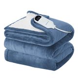 Cobertor Elétrico Bedsure Em Tamanho Real, Flanela Macia, Azul