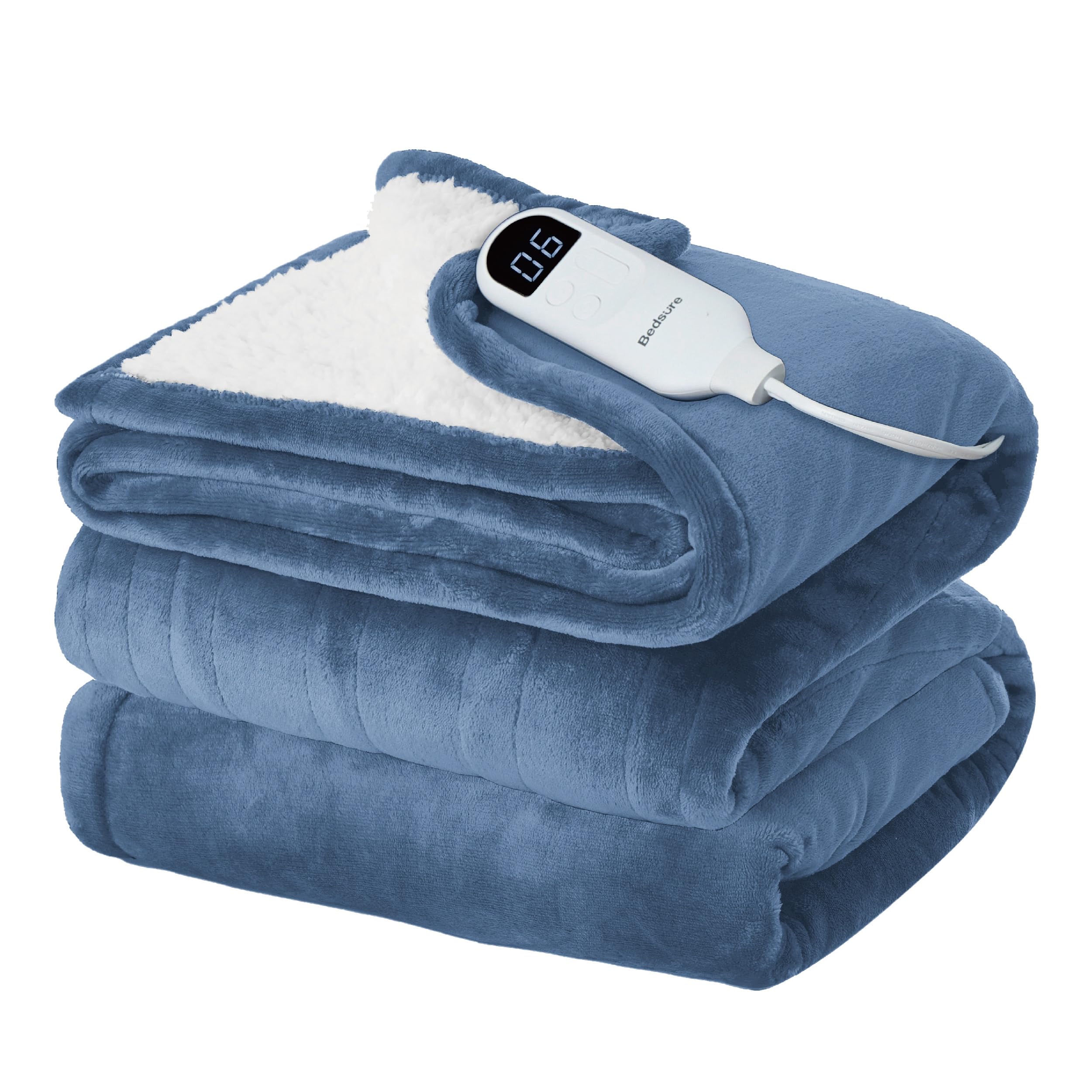 Cobertor Elétrico Bedsure Twin Soft Flannel Heated Blue