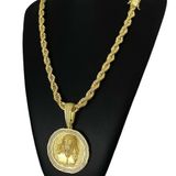 Cordão Baiano 8mm + Pingente Jesus Zeus - Banhado A Ouro 18k