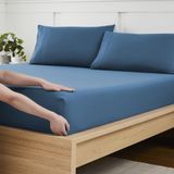 Lençol Com Elástico Sweet Home Collection Denim Blue Queen Size