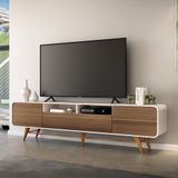 Rack Bancada De Tv 85 Pol 220cm Época Castanho/off - Hb Móveis