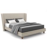 Cama Casal 140cm Com Cabeceira Many P02 Veludo Bege - Mpozenato