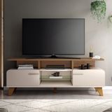 Rack Bancada De Tv 60 Pol 160cm Essenza Castanho/off White - Hb Móveis
