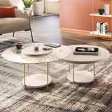 Mesa De Centro Para Sala Pés Metálicos Kit 2 Sky Off White - Hb Móveis