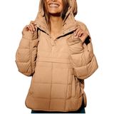 Jaqueta Acolchoada Feminina Aicharma, Marrom Claro, De Inverno