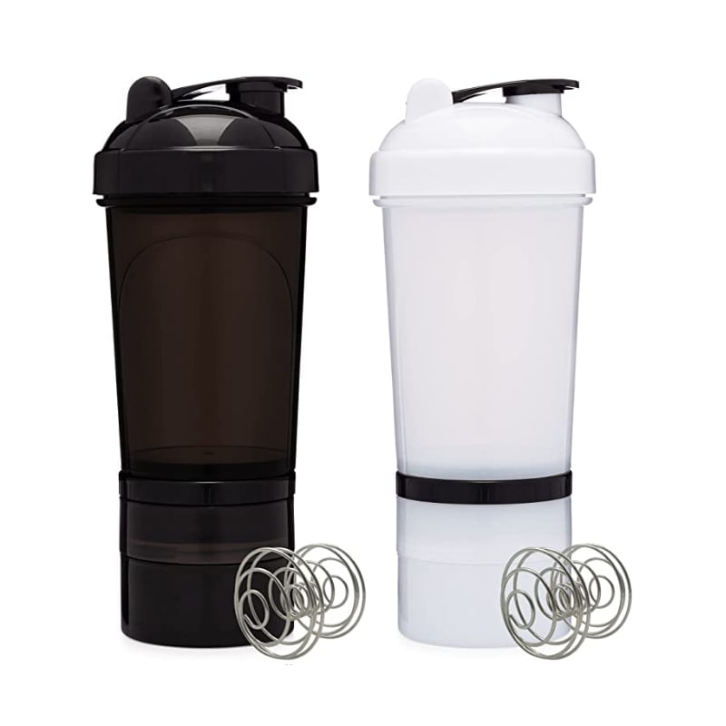 Shaker Mixer Thermos 450 Ml Com 2 Recipientes De Proteína Azul
