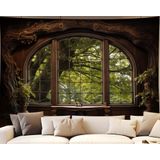 Tapeçaria Qghot Window Forest 100% Poliéster 200x150cm