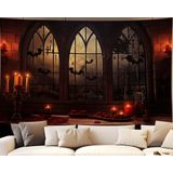 Tapeçaria Qghot Halloween Horror Castle Window 200x150cm