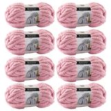 Fio Bayexy Chunky Chenille Para Tricotar À Mão, Pacote Com 8 Unidades, Couro Rosa