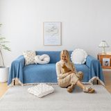 Capa De Sofá Vclife Xxl Soft Chenille Blue Para Sofá De 3-4 Almofadas