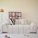 Capa De Sofá Handontime White Jacquard Chenille Para 3 Lugares
